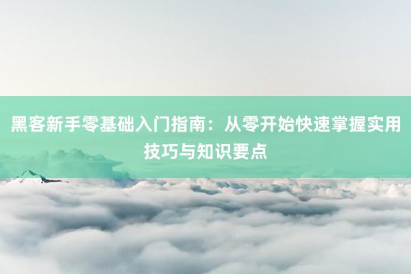 黑客新手零基础入门指南：从零开始快速掌握实用技巧与知识要点